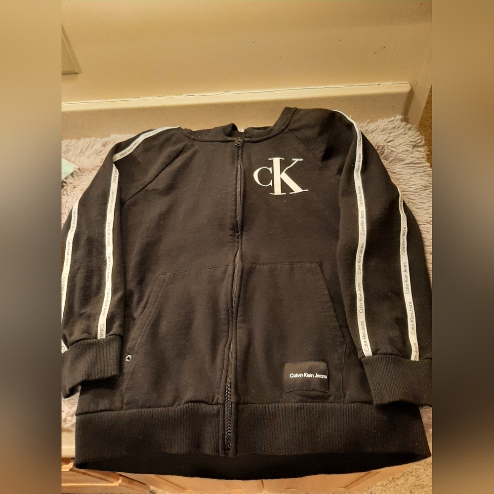 Calvin Klein Zip Up Hooded Sweatshirt Size Large
